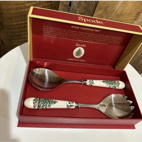 NEW Spode Christmas Tree Salad Server  Set of 2 NEW in Box - Picture 5 of 6